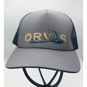 Orvis Trucker Hat Gray Navy Mesh Snapback Logo Fish Fishing Fisherman